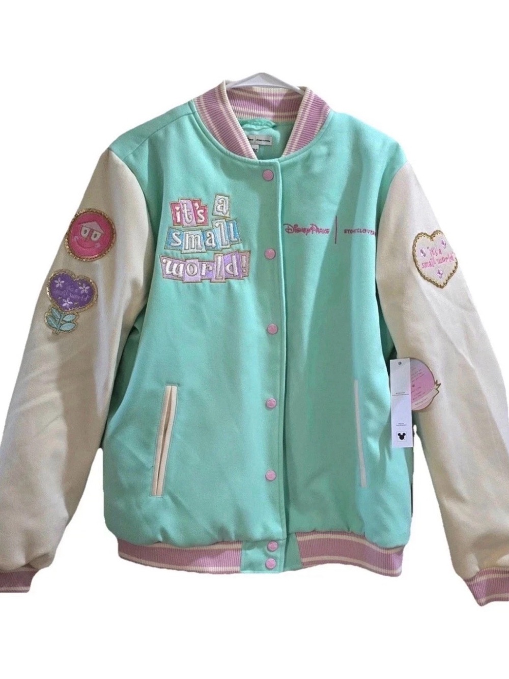 Disney ParkStoney Clover Lane 2025 "Its a Small World" Varsity Jacket 1X NWT